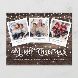 Budget Rustieke Vrolijk Kerst Foto Vakantiekaart Flyer