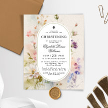 Budget rustieke Wildbloemen doopuitnodiging