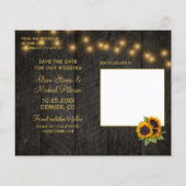 Budget rustieke zonnebloem trouwkaart save the dat flyer (Achterkant)