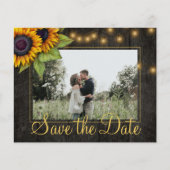 Budget rustieke zonnebloem trouwkaart save the dat flyer (Voorkant)