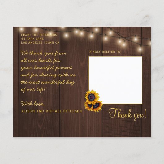 Budget rustige bruiloft bedankt briefkaart (Achterkant)