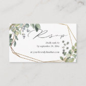 Budget Rustige Eucalyptus & Gold 2SM Meal RSVP Informatiekaartje (Voorkant)