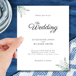 Budget Rustige Eucalyptus Leaves Wedding Uitnodigi Flyer