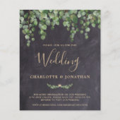 Budget Rustige Eucalyptus QR Code Wedding Uitnodig (Voorkant)