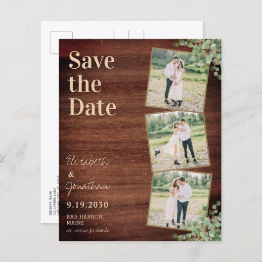 Budget Rustige Foliage Foto QR Code Save the Date (Voorkant / Achterkant)