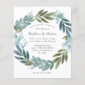 Budget Rustige Foliage Sage Green Wedding Invite (Voorkant)