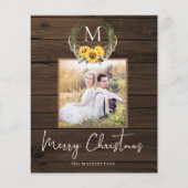 Budget Rustige kerstbloem Monogram Foto (Voorkant)