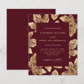 Budget Rustige Red en Gold Leaves Wedding Invite (Voorkant / Achterkant)