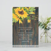 Budget Rustige Sunflower Lights Lace Wedding Inv (Staand voorkant)