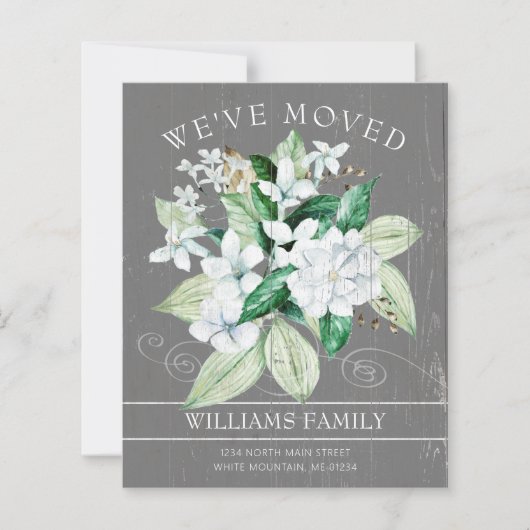 Budget Rustige White Magnolia Floral Moving Kaart (Voorkant)