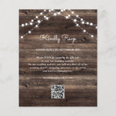 Budget Rustige Wood QR Code RSVP Wedding Invite (Achterkant)