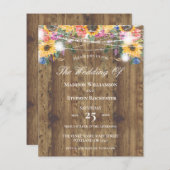 Budget Rustige Wood Sunflower & Lights Wedding (Voorkant / Achterkant)