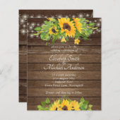 Budget Rustige Wood Sunflower Wedding Invit (Voorkant / Achterkant)