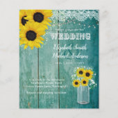 BUDGET Rustige Zonnebloem Blauwgroen Gele bruiloft (Voorkant)