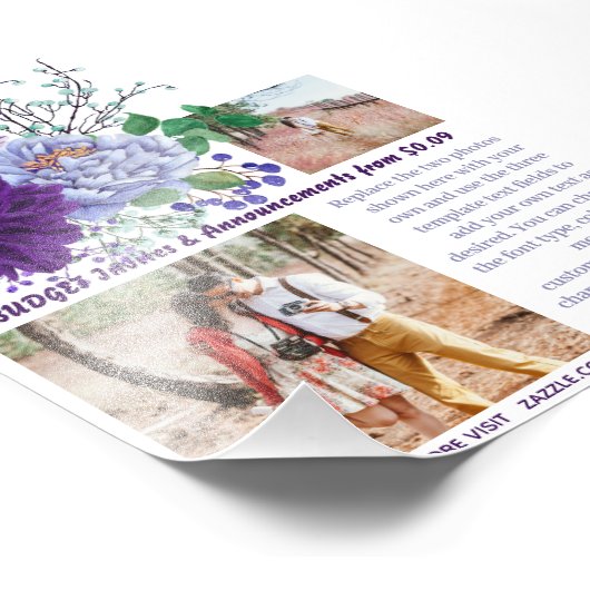 BUDGET Rustique BLUE Fleurs Modèle de texte photo (Coin)