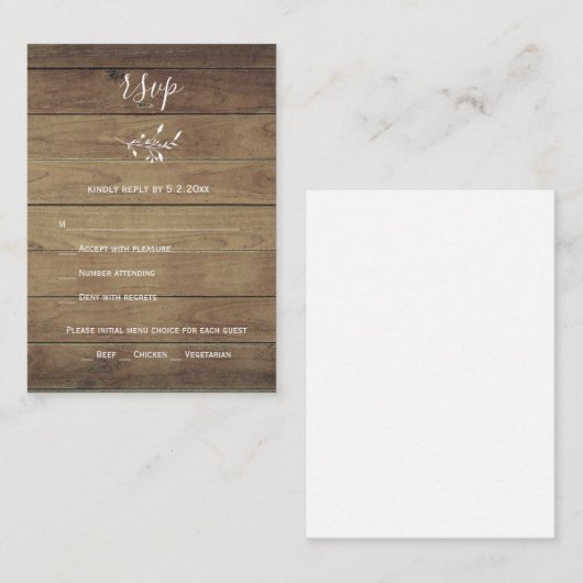 Budget Rustique Boho Wood Response Cartes RSVP (Devant / Derrière)