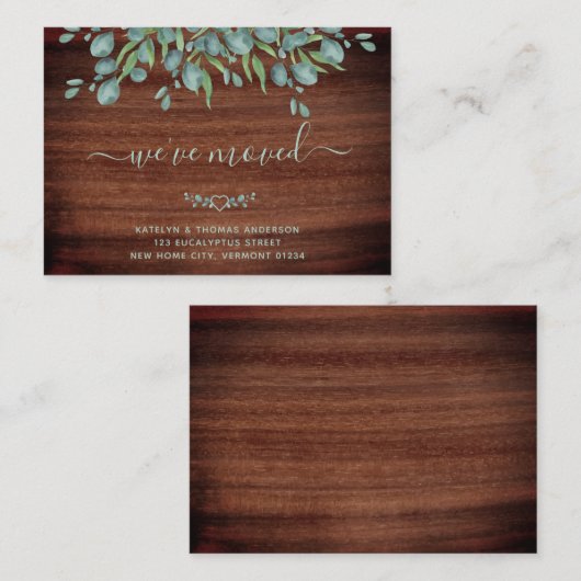 Budget Rustique Bois Eucalyptus Moving Faire-part (Devant / Derrière)