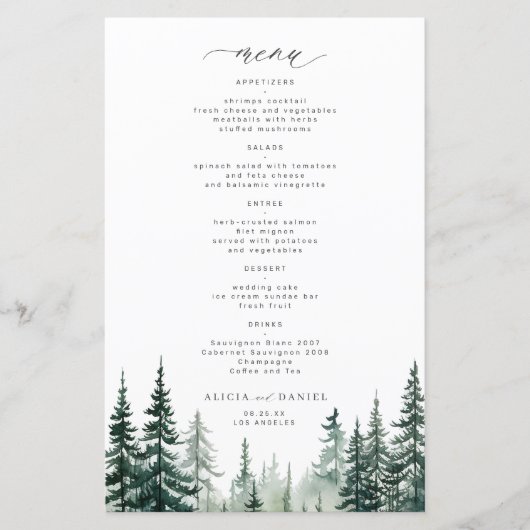 Budget rustique pins mariage menu (Devant)