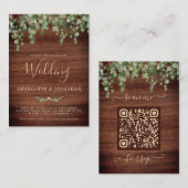 Budget Rustique QR Code Faire-part de mariage de l (Devant / Derrière)