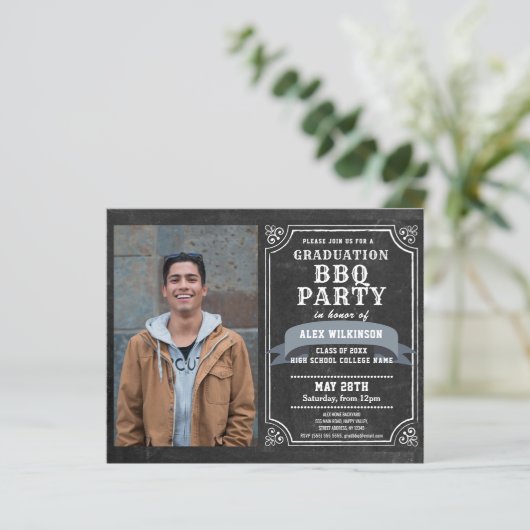 BUDGET Rustisch Afstuderen BBQ 4 Fotouitnodiging (Staand voorkant)