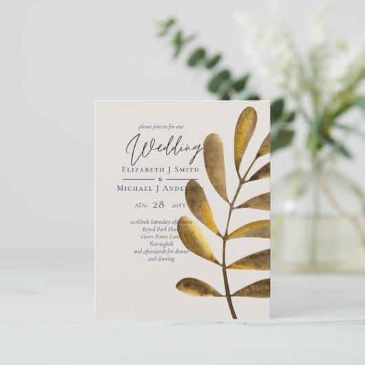 BUDGET Rusty Bronze Feuilles de mariage Invitation (Debout devant)
