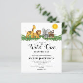 Budget Safari Animals Baby shower Uitnodiging (Staand voorkant)