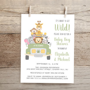 Budget Safari Baby Boy Couples Shower Uitnodiging