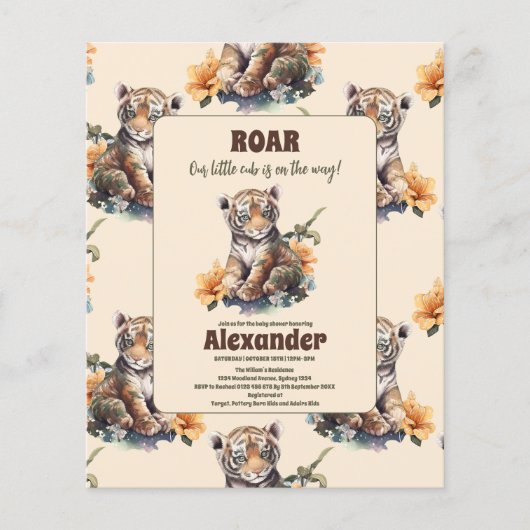 Budget Safari Dier Oerwoud Tijger Baby shower Flyer (Voorkant)