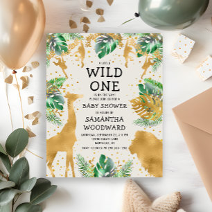 Budget Safari Groen Goud Ecru Baby Shower Uitnodig