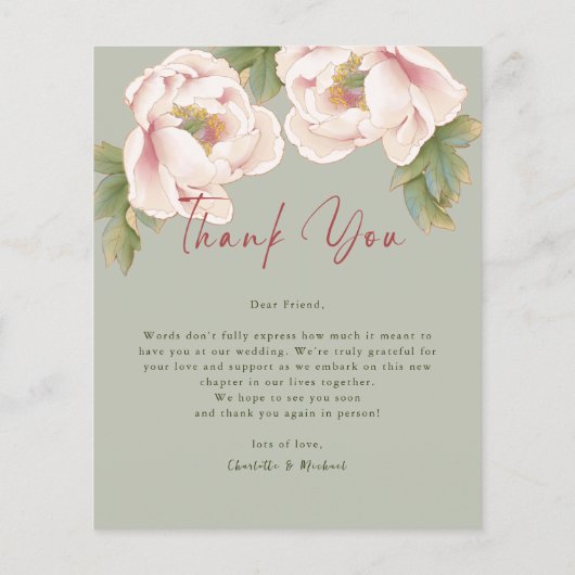 Budget Sage & Blush Photo Weddenschap Hartelijk da Flyer (Achterkant)