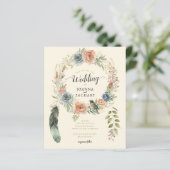 Budget Sage Boho Waterverf Floral Wedding Invite (Staand voorkant)