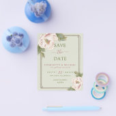 BUDGET Sage en Blush Floral Weddenschap Save the D Flyer (Enkel)