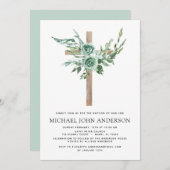 Budget Sage Eucalyptus Baptism Greenery Invitation Kaart (Voorkant / Achterkant)