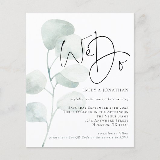 Budget Sage Eucalyptus We doen een uitnodiging voo (Voorkant)