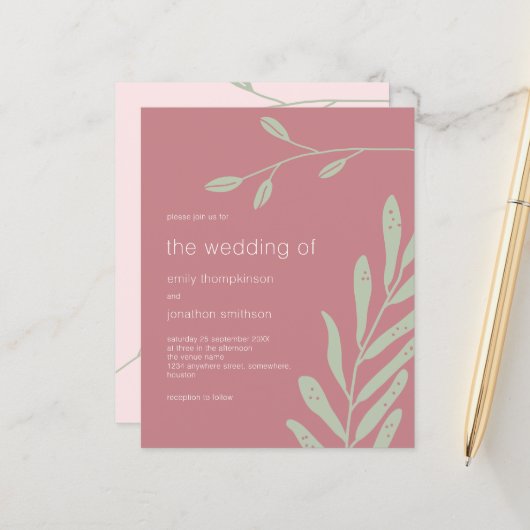 Budget Sage Foliage Dusty Roos Weddenschap (Voorkant / Achterkant in situ)