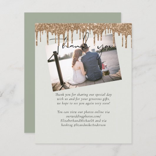 BUDGET Sage Goud Glitter Bruiloft (Voorkant / Achterkant)