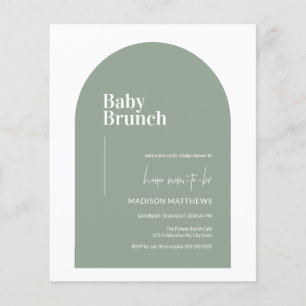 Budget Sage Green Arch Baby Brunch Baby shower Flyer