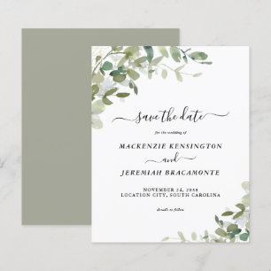 Budget Sage Green Eucalyptus Wedding Save the Date