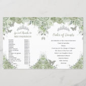 Budget Sage Green Floral Quinceanera Programme pho (Dos)