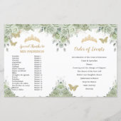 Budget Sage Green Floral Quinceanera XV Programme (Dos)