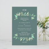 BUDGET Sage Green Greenery Leaves Wedding Invite (Staand voorkant)