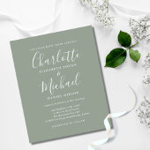 Budget Sage Green Script Foto Huwelijksuitnodiging