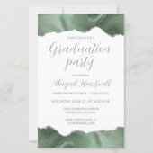 Budget Sage Green Silver Agate Afstudeerder Uitnod (Voorkant)