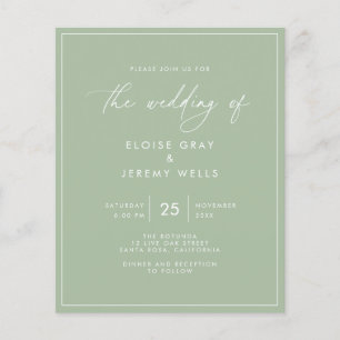 Budget Sage Green Wedding Invitation Flyer