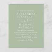 Budget Sage Green Wedding Invitation Flyer (Voorkant)
