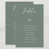 Budget Sage Green Wedding Seating Chart Table Card (Voorkant / Achterkant)