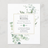 BUDGET Sage Greenery Eucalyptus Wedding Invitae (Voorkant)
