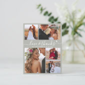 Budget Sage Groen Script Foto Bruiloft Dank u Briefkaart (Staand voorkant)