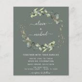 Budget Sage Groene Eucalyptus Bruiloft Uitnodiging (Voorkant)