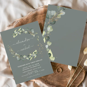Budget Sage Groene Eucalyptus Bruiloft Uitnodiging